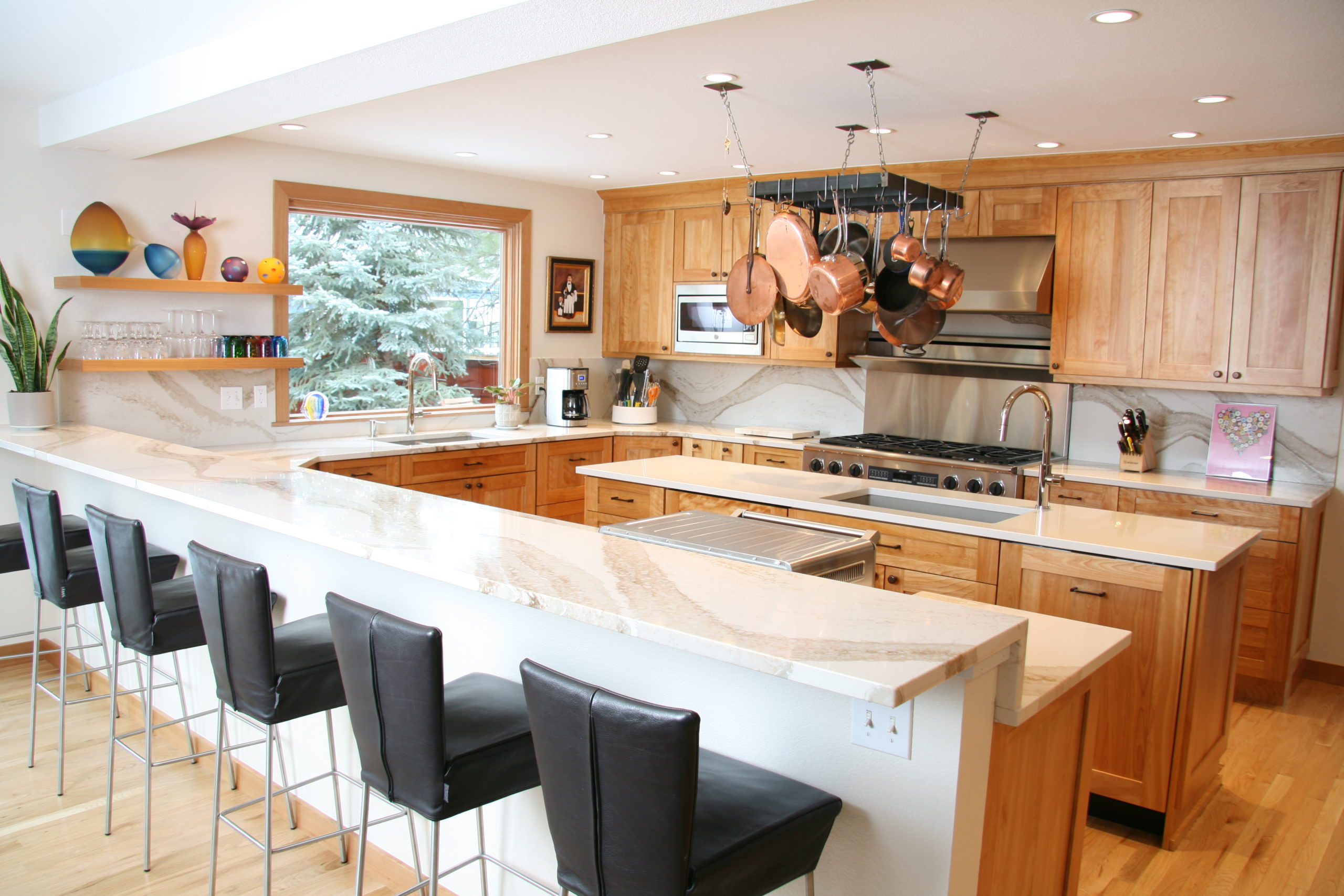 Indoor Kitchen countertops and cabinets