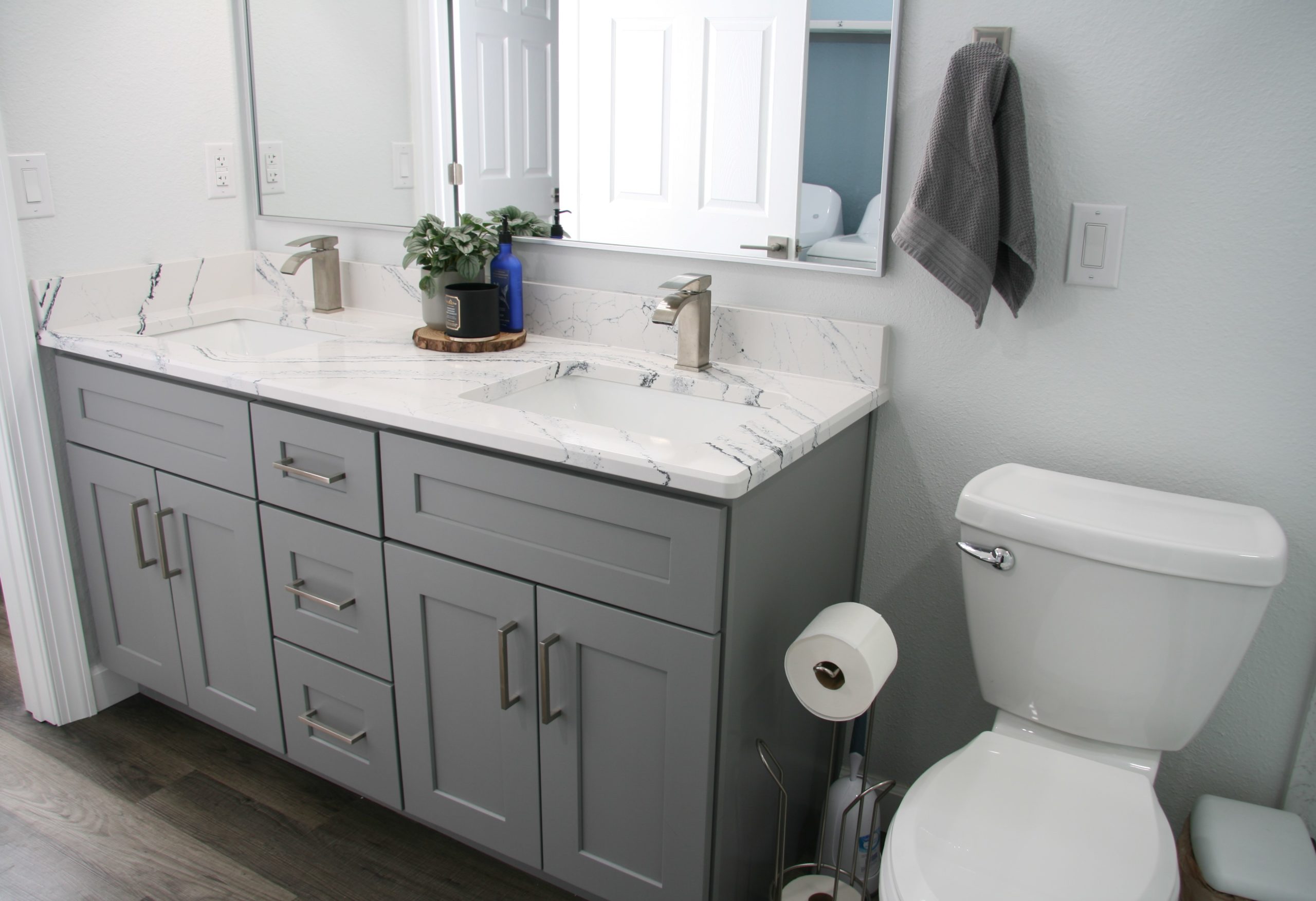 Boulder bathroom remodel and gray cabinets
