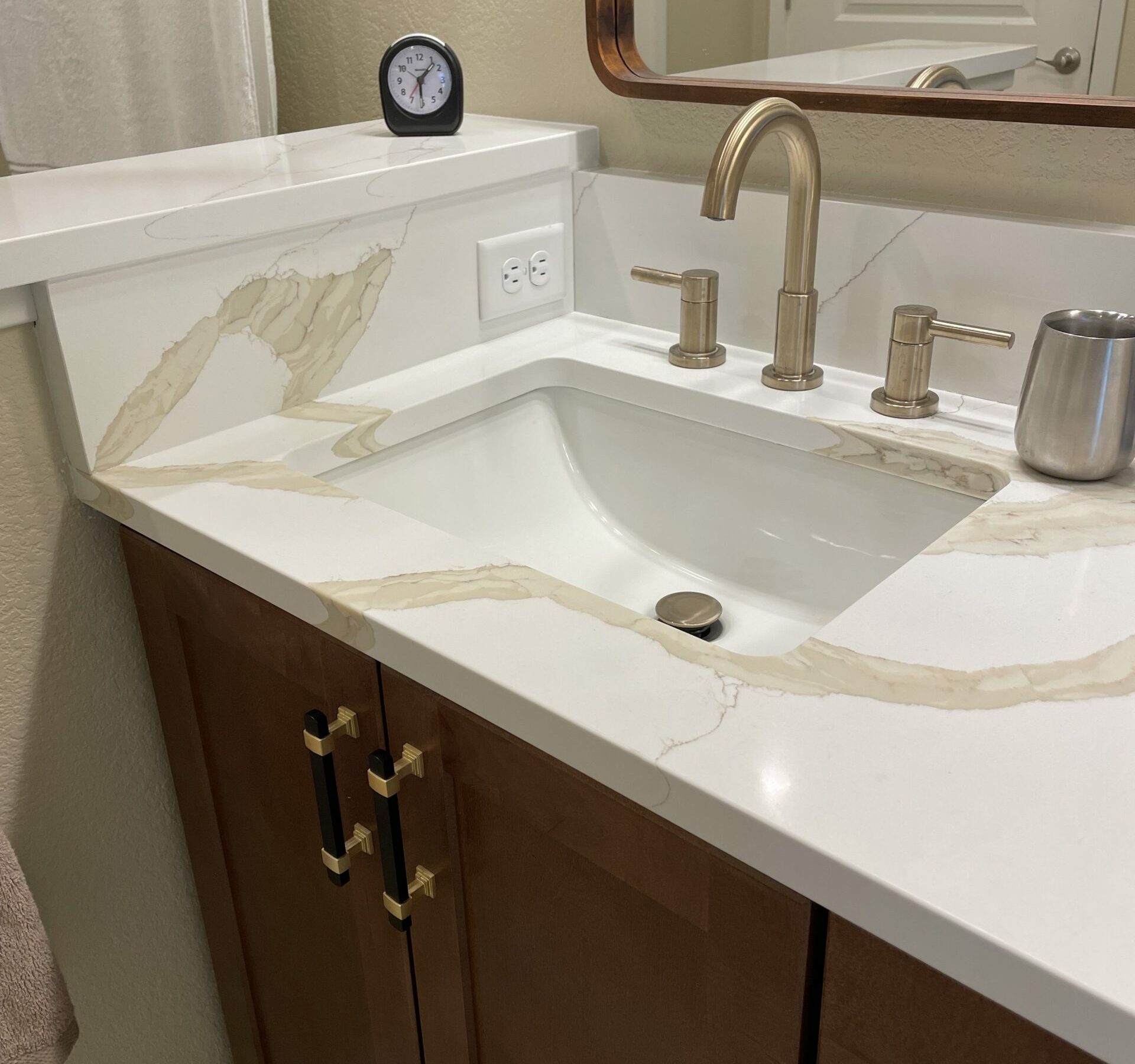 New wooden sink cabinetry and sink design